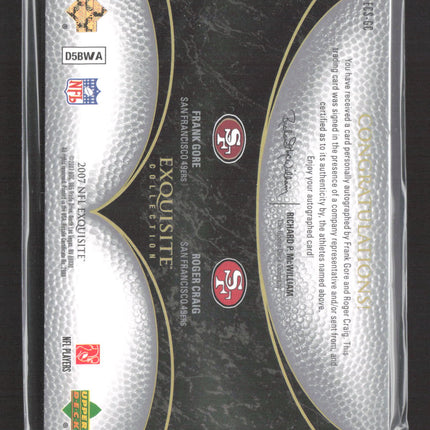 2007 Upper Deck Exquisite Combo Frank Gore Roger Craig #ECS-GC 11/25 Auto