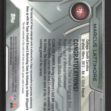 2013 Topps Strata Marcus Lattimore #CCAR-ML Patch Relic Clear Cut 17/75 RC Auto