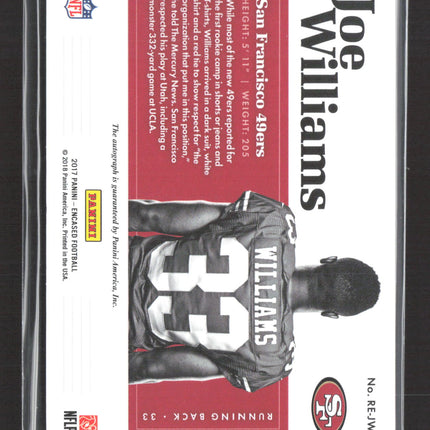 2017 Panini Encased Rookie Endorsements Joe Williams #RE-JWL 03/10 Auto