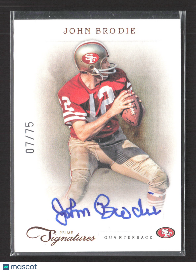 2012 Panini Prime Signatures John Brodie #100 07/75 Auto