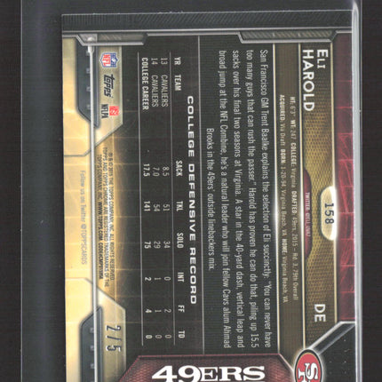 2015 Topps Chrome Mini Eli Harold #158 Red Refractor RC /5