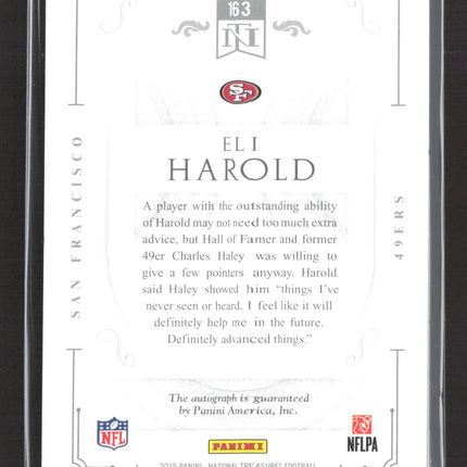 2016 Panini National Treasures Eli Harold #163 RC 52/58 Auto