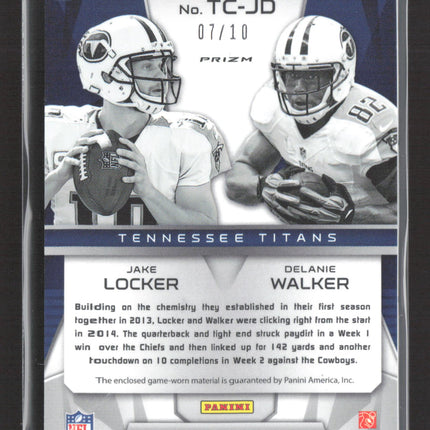 2015 Panini Spectra Prizm Delanie Walker Jake Locker #TC-JD 07/10 Combo Jersey