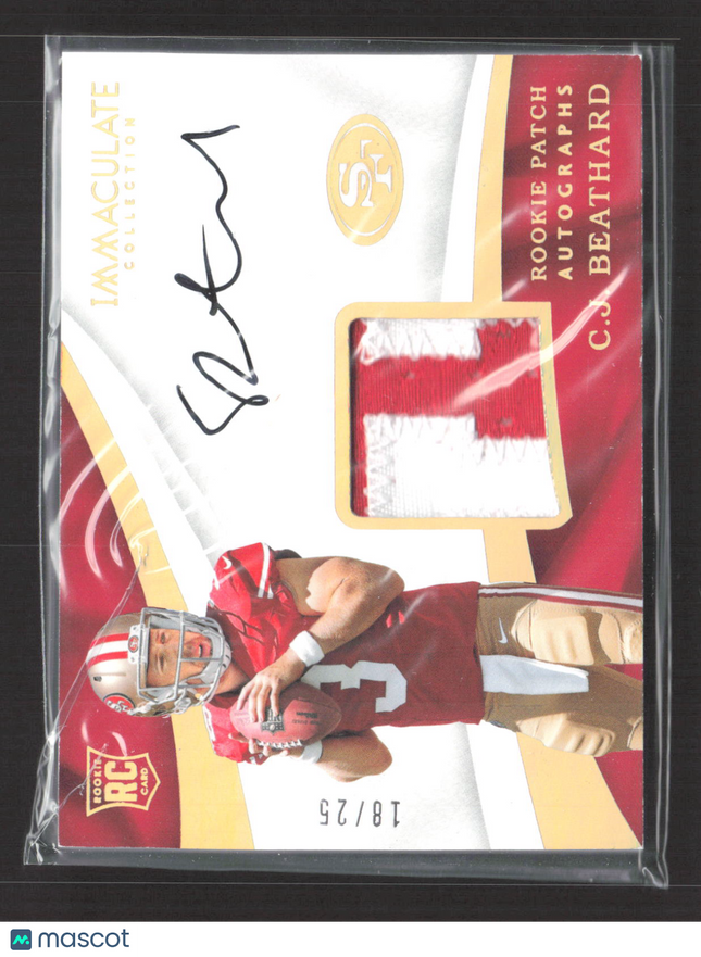 2017 Panini Immaculate Collection C.J. Beathard #108 Rookie Patch RC Auto /25