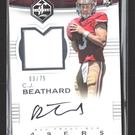 2018 Panini Limited C.J. Beathard #104 03/75 RC Patch Auto