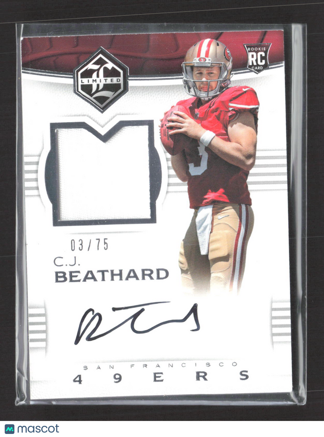 2018 Panini Limited C.J. Beathard #104 03/75 RC Patch Auto