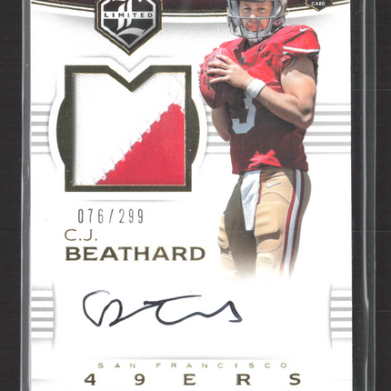 2018 Panini Limited C.J. Beathard #104 Patch 076 / 299 RC Auto