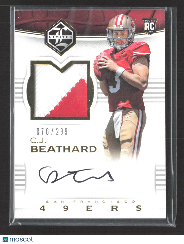 2018 Panini Limited C.J. Beathard #104 Patch 076 / 299 RC Auto