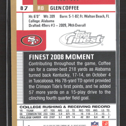 2009 Topps Finest Glen Coffee #87 Authentic Player-Worn Jersey 188/309 Auto