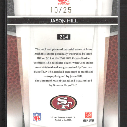 2007 Certified Freshman Fabric Jason Hill #214 Quad Patch Ball helmet Auto /25
