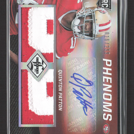 2013 Panini Limited Phenoms Quinton Patton #230 Patch RC 016/299 Auto