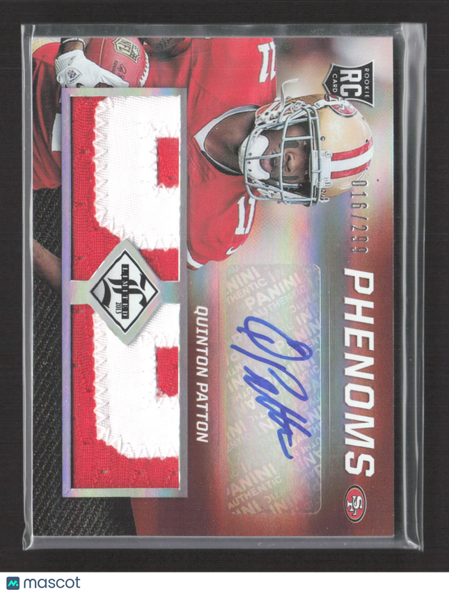 2013 Panini Limited Phenoms Quinton Patton #230 Patch RC 016/299 Auto
