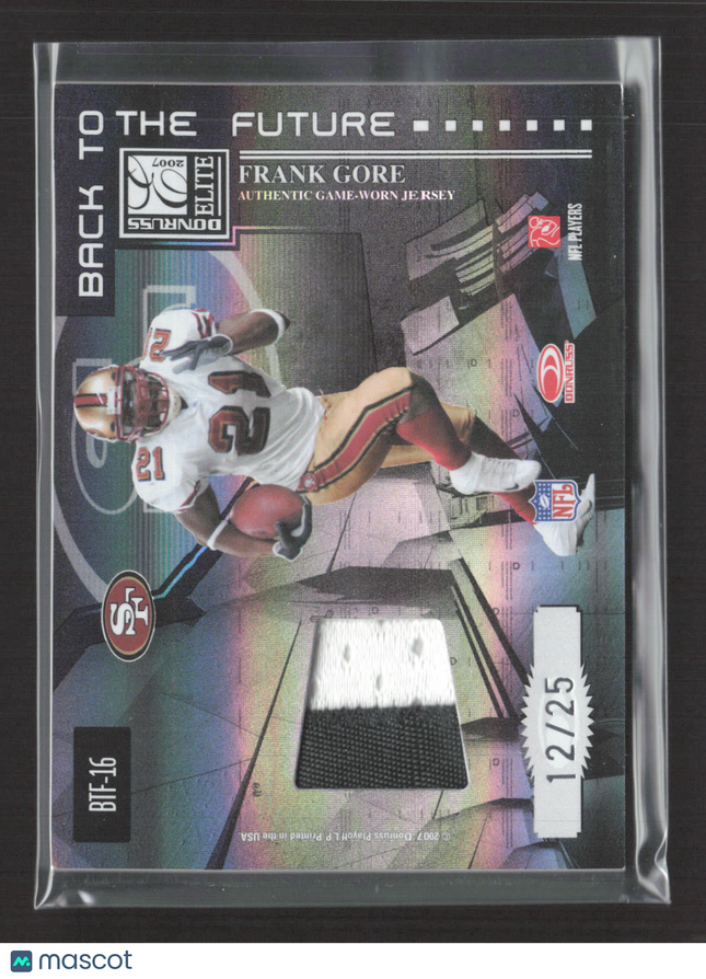 2007 Donruss Elite Back to the Future Frank Gore Roger Craig #BTF-16 Patch 12/25