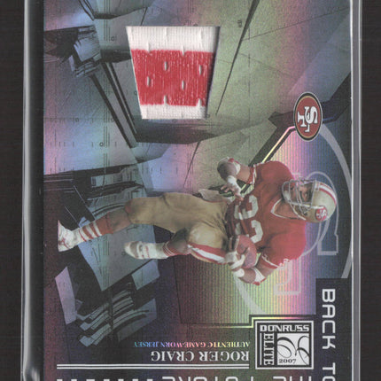 2007 Donruss Elite Back to the Future Frank Gore Roger Craig #BTF-16 Patch 12/25