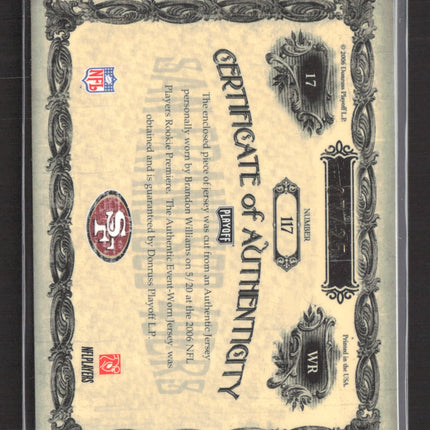2006 Playoff National Treasures Brandon Williams #117 Patch Jersey Auto /25
