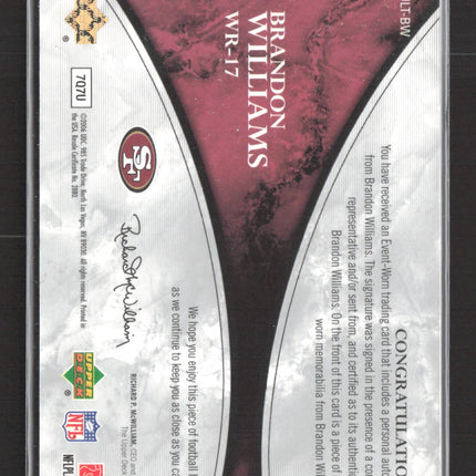 2006 Upper Deck Ultimate Jersey Brandon Williams #ULT-BW Jersey Auto /35