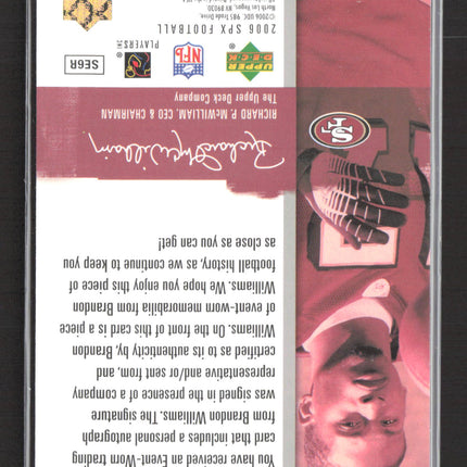 2006 Upper Deck SPx Brandon Williams #194 1399/1650 Jersey Auto