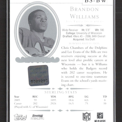 2006 Bowman Sterling Brandon Williams #BS-BW Patch Jersey Auto