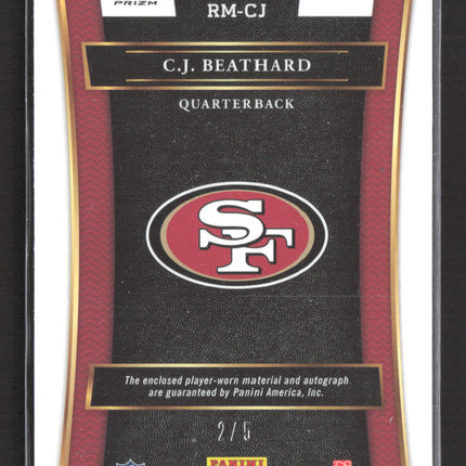2018 Panini Select Prizm C.J. Beathard #RM-CJ Green Patch 2/5 Auto