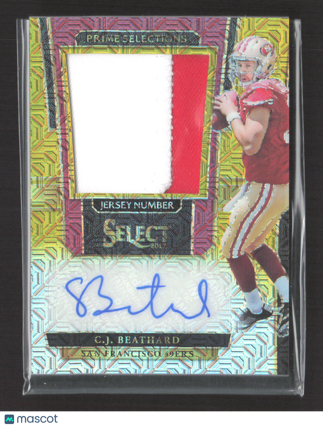 2018 Panini Select Prime Selections C.J. Beathard #NP-CJ 06/10 Patch Auto Gold