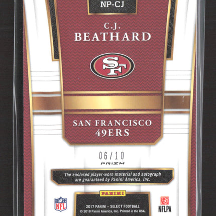 2018 Panini Select Prime Selections C.J. Beathard #NP-CJ 06/10 Patch Auto Gold