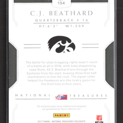 2017 National Treasures Collegiate Silhouette CJ Beathard #154 Patch RC Auto /25