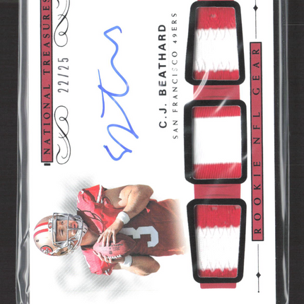 2018 National Treasures Rookie NFL Gear CJ Beathard Patch 22/25 Jersey Auto