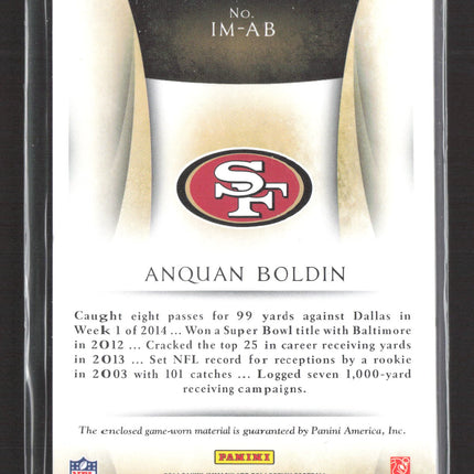 2015 Panini Immaculate Collection Anquan Boldin #IM-AB Numbers Patch 02/29