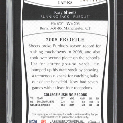 2009 Topps College Letter Patch Kory Sheets #LAP-KS 136/175 Auto