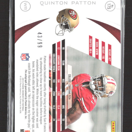 2013 Panini Momentum Quinton Patton #175 RC Auto