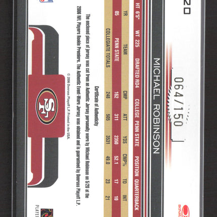 2006 Donruss Playoff Gridiron Gear Michael Robinson #220 Jersey /150