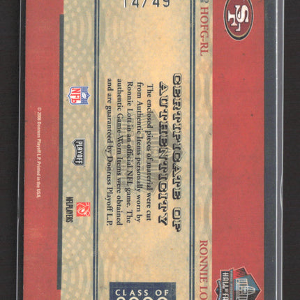 2006 Playoff National Treasures Hall of Fame Ronnie Lott #HOFG-RL 14/49 Auto
