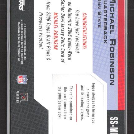 2006 Topps Draft Picks Michael Robinson #SS-MR Game-Worn Senior Bowl Patch