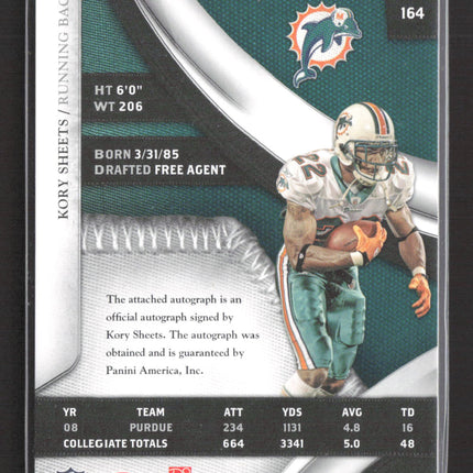 2009 Panini Playoff National Treasures Kory Sheets #164 Auto /99