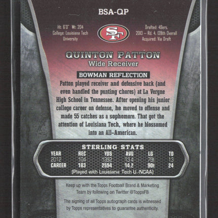 2013 Bowman Sterling Quinton Patton #BSA-QP RC Auto