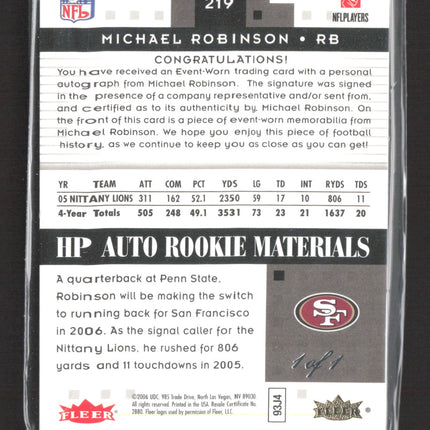 2006 Fleer Hot Prospects White Hot Michael Robinson #219 1/1 Patch Auto