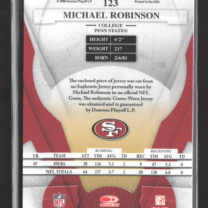 2008 Leaf Certified Materials Michael Robinson #123 Game-Worn Prime Jersey /25