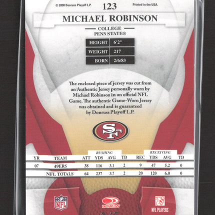 2008 Donruss Leaf Certified Materials Michael Robinson #123 Prime Jersey /5