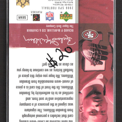 2006 Upper Deck SPx Brandon Williams #194 Event-Worn Jersey Patch 0417/1650 Auto