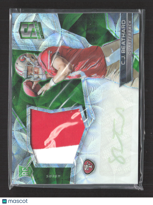 2017 Panini Spectra Prizm C.J. Beathard #205 Neon Green 22/50 Patch RC Auto