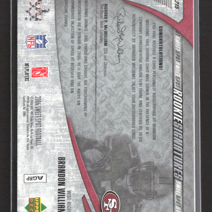 2006 Upper Deck Sweet Spot Rookie Signatures Brandon Williams #215 Auto
