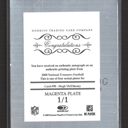 2009 Donruss National Treasures Hugh McElhenny #90 Printing Plate 1/1 Auto
