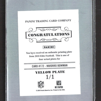 2010 Panini Donruss Elite NaVorro Bowman #172 Yellow Printing Plate 1/1