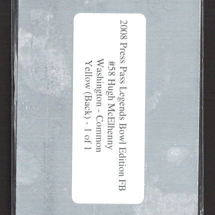 2008 Press Pass Legends Hugh McElhenny #58 Yellow Printing Plate 1/1