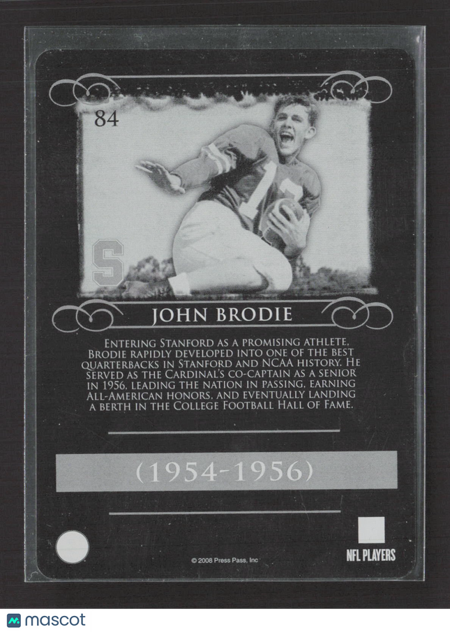 2008 Press Pass Legends John Brodie #84 Black Printing Plate 1/1