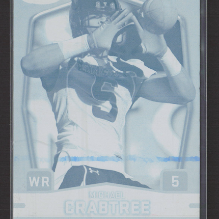 2009 SAGE HIT Football High Series Michael Crabtree #5 Cyan Printing Plate 1/1