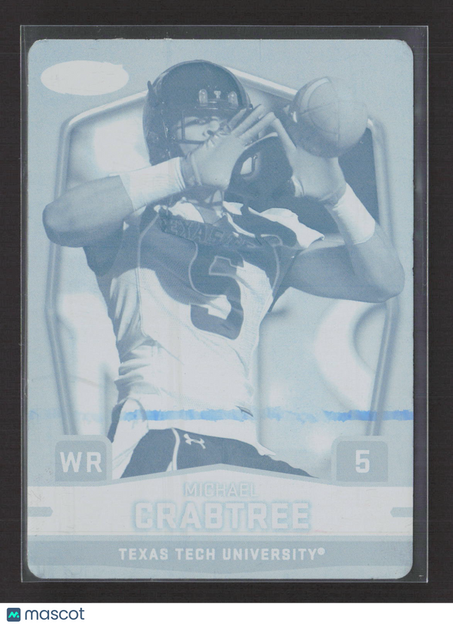 2009 SAGE HIT Football High Series Michael Crabtree #5 Cyan Printing Plate 1/1