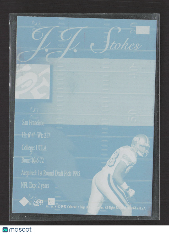 1997 Collector's Edge Extreme J.J. Stokes #121 Blue Printing Plate 1/1