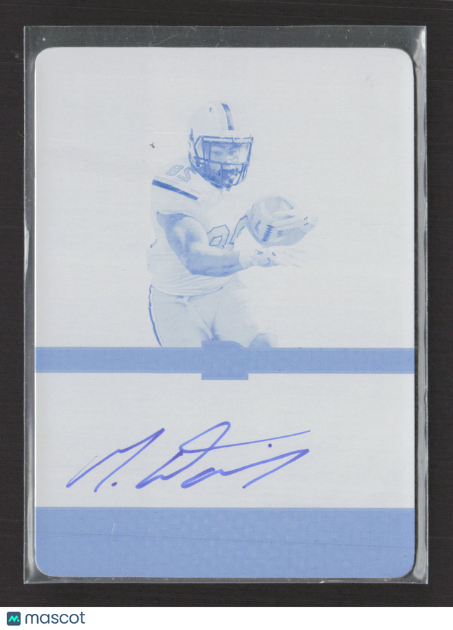 2015 Leaf Clear Football Mike Davis #BA-MD1 Cyan Printing Plate 1/1 Auto