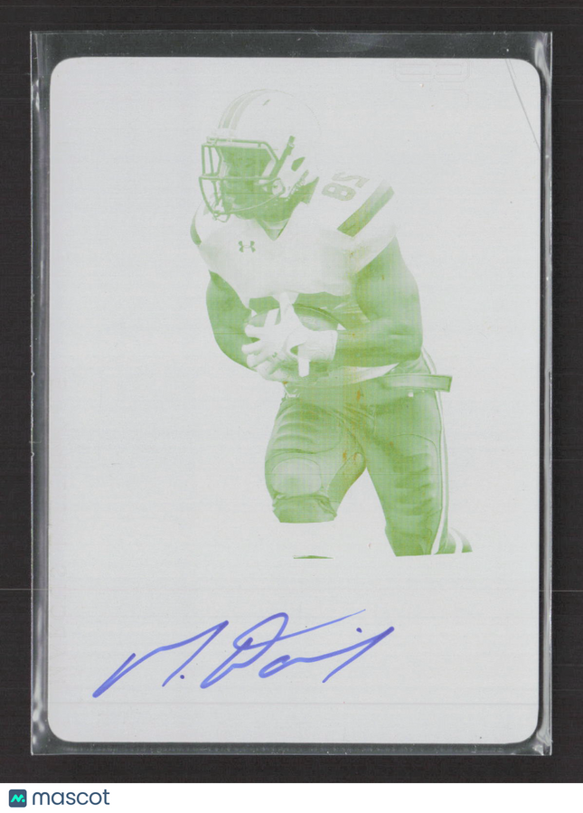 2015 Leaf Metal Draft Football Mike Davis #BA-MD1 Yellow Printing Plate 1/1 Auto